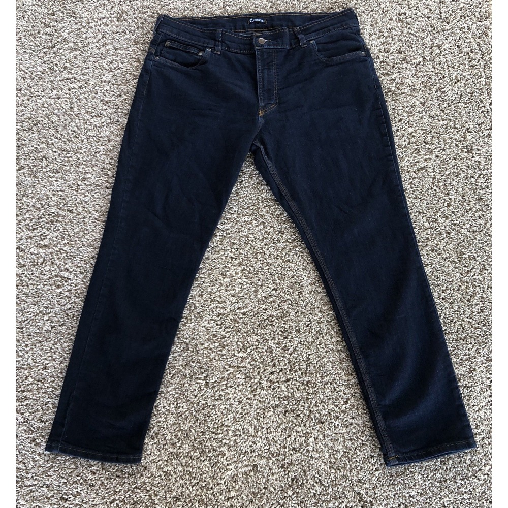 Origin Jeans Mens 38x28 Dark Wash Denim Taper Fit Flex Stretch Tactical USA Made
